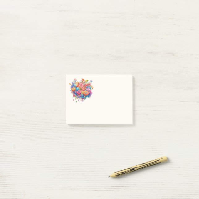 Summer Flower Bouquet Whimsical Boho Post-it Notes (On Desk)