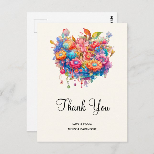 Summer Flower Bouquet Whimsical Boho Postcard (Front/Back)