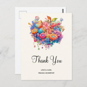 Summer Flower Bouquet Whimsical Boho Postcard