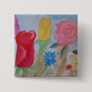 Summer Flower Garden 15 Cm Square Badge