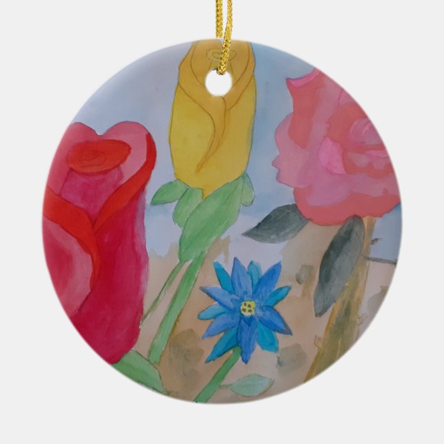 Summer Flower Garden  Ceramic Tree Decoration (Front)