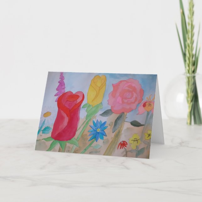 Summer Flower Garden Greeting Card (Front)