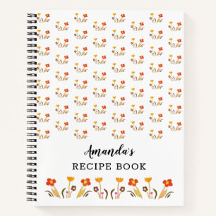 Summer Flower Pattern Floral Recipe Notebook