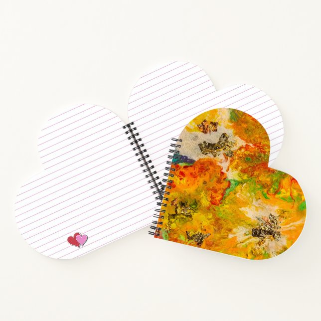 Summer Flowers abstract Orange Gold Yellow  Drawst Notebook (Inside)