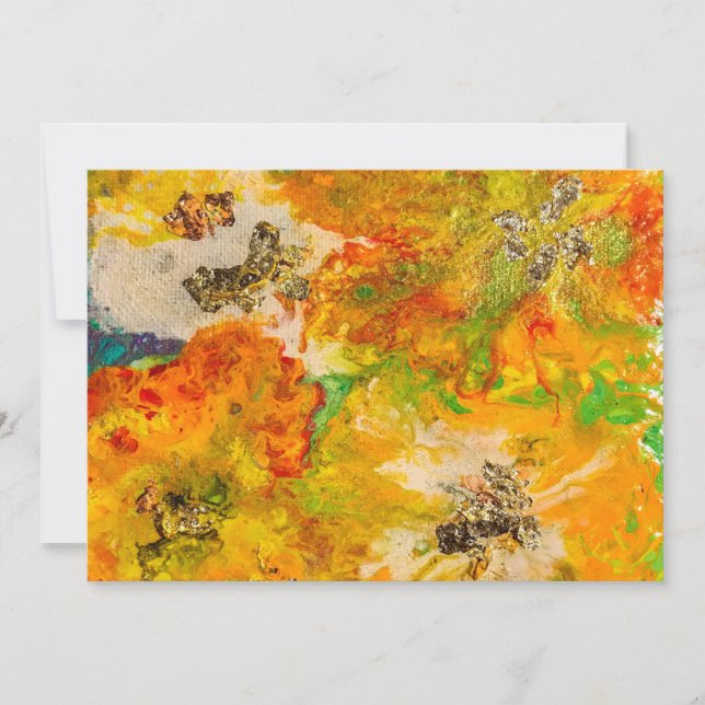 Summer Flowers abstract Orange Gold Yellow  Invitation (Front)