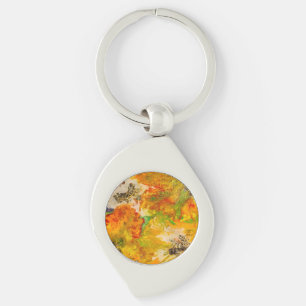 Summer Flowers abstract Orange Gold Yellow Key Ring