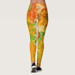 Summer Flowers abstract Orange Gold Yellow  Leggings