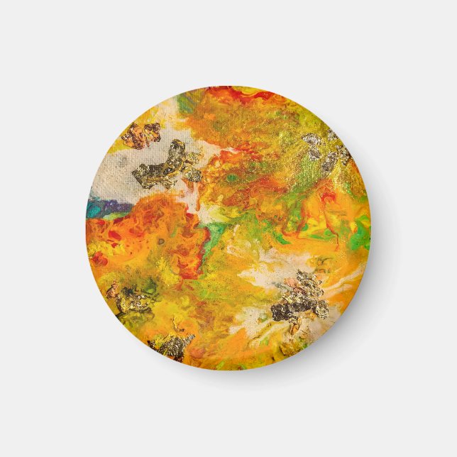 Summer Flowers abstract Orange Gold Yellow Magnet (Front)