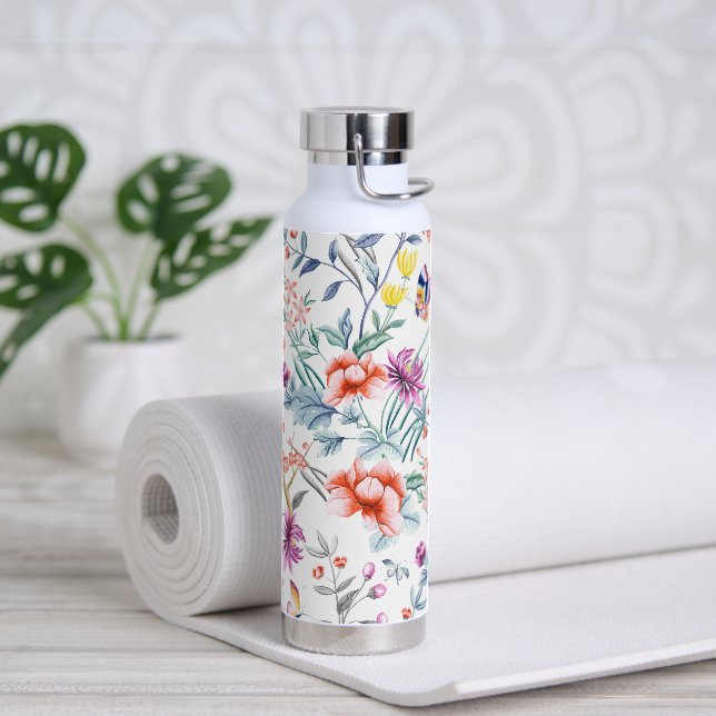 Summer Flowers and Butterfly Water Bottle (Yoga)