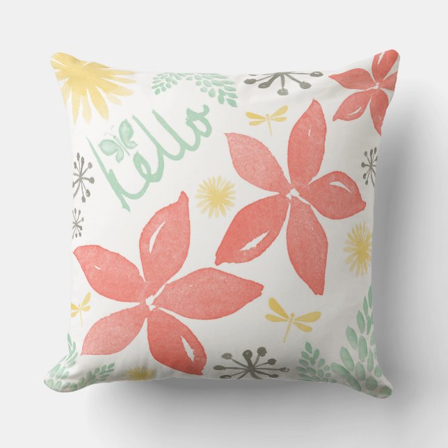 Summer Flowers and Flyers Pillow (Front)