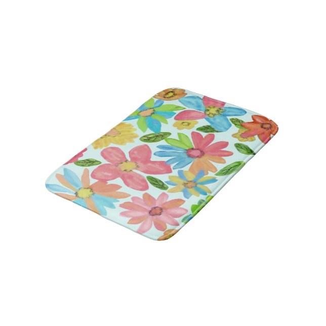 Summer Flowers Bath Mat (Angled)