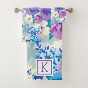 Summer flowers collage pattern bath towel set