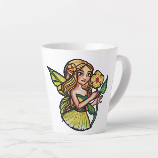 Summer Flowers Fairy                               Latte Mug (Right Angle)