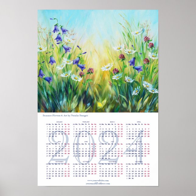 Summer Flowers   Fine Art Calendar 2024 Poster (Front)