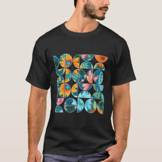 Summer Flowers Floral Botanical Geometric Half Cir T-Shirt