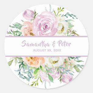 Summer Flowers Floral Wedding  Classic Round Sticker