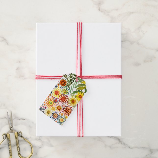 Summer flowers gift tags (With Twine)