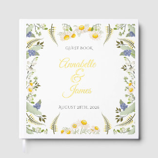 Summer Flowers Guest Book with Foil