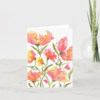 Summer flowers in garden thank you card