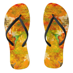 Summer Flowers Orange Gold Yellow  Flip Flops