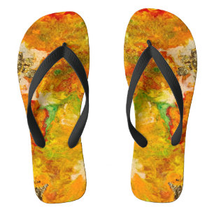 Summer Flowers Orange Gold Yellow  Jandals