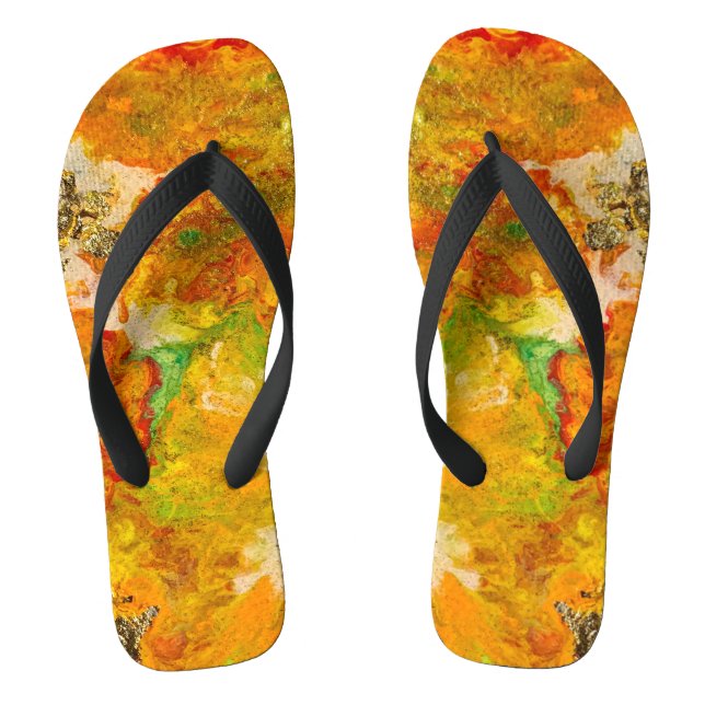 Summer Flowers Orange Gold Yellow  Jandals (Footbed)