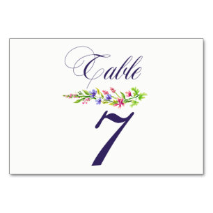 Summer Flowers Pastel Wedding Reception  Table Number