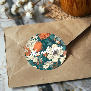 Summer flowers thank you classic round sticker