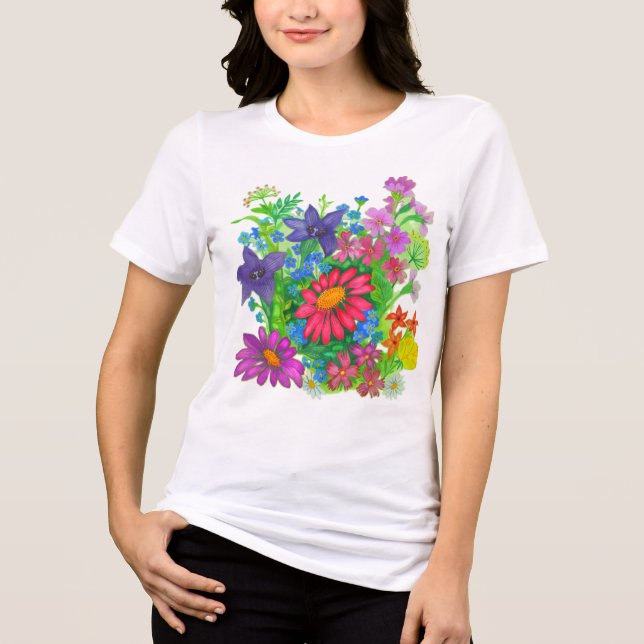 Summer flowers Tri-Blend shirt (Front)