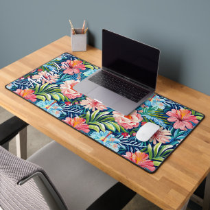 Summer Flowers Tropical Floral Pattern Girly Desk Mat