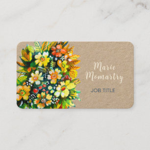 summer flowers watercolor business card