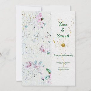 Summer Flowers Watercolor Paper Textured Wedding I Invitation