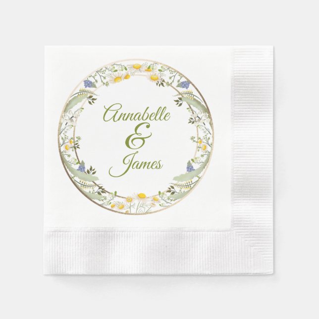 Summer Flowers Wedding Coined Napkins (Front)