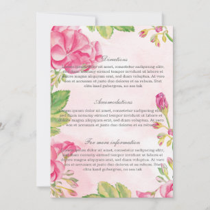 Summer Flowers Wedding  Details Card