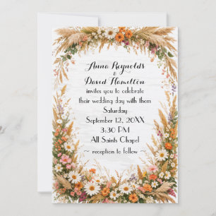 Summer Flowers Wedding Frame Invitation