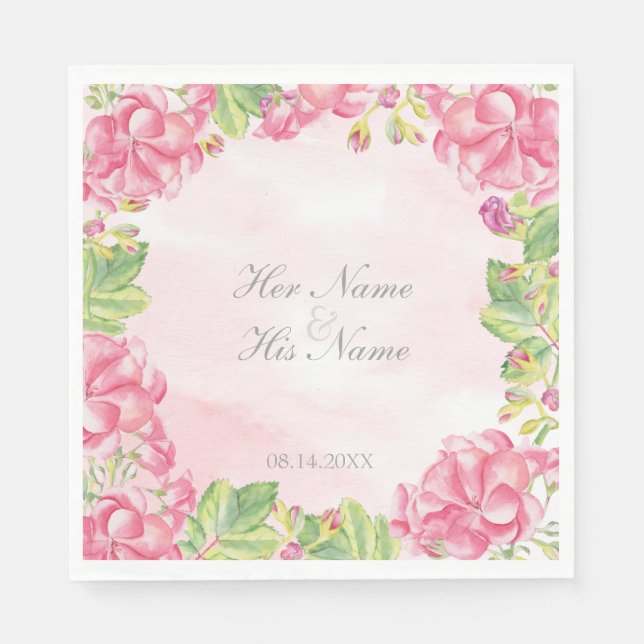 Summer Flowers Wedding Napkin (Front)