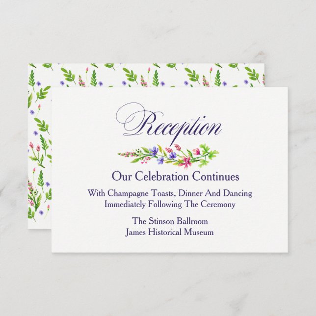 Summer Flowers Wedding Reception Invitation (Front/Back)