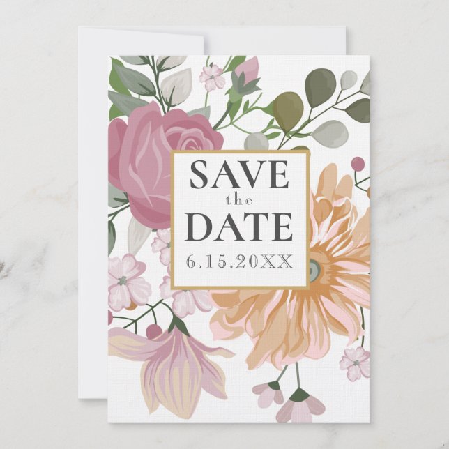 Summer Flowers Wedding SAVE THE DATE Invitation (Front)