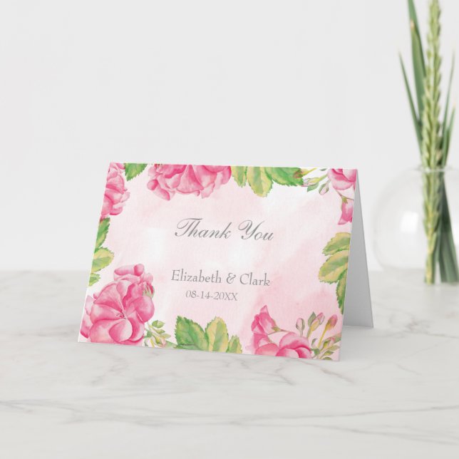 Summer Flowers Wedding Thank You Card (Front)