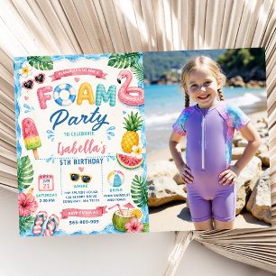 Summer Foam Birthday Party Photo Invitation