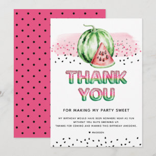 Summer Foil Balloon Letters Melon Birthday Thank You Card