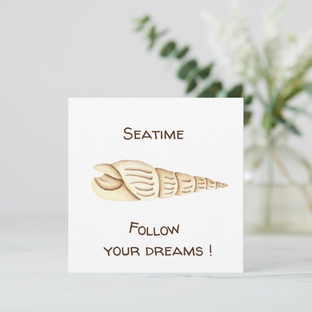 Summer Follow your dreams Shell Romantic Cute  Invitation (Standing Front)