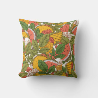 Summer food seamless pattern. Sanwiches,ice cream  Cushion