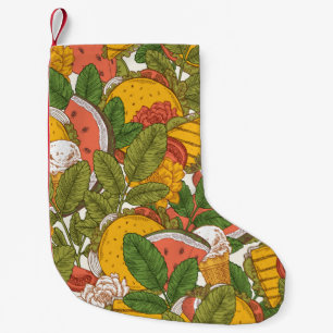 Summer food seamless pattern. Sanwiches,ice cream Small Christmas Stocking