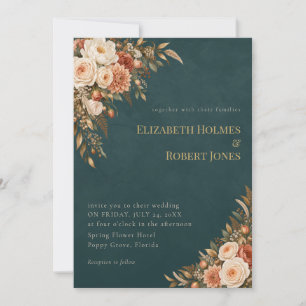Summer Forest Witch Teal Wedding Invitation