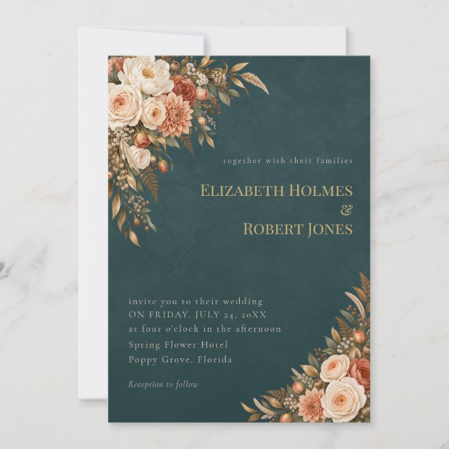 Summer Forest Witch Teal Wedding Invitation (Front)