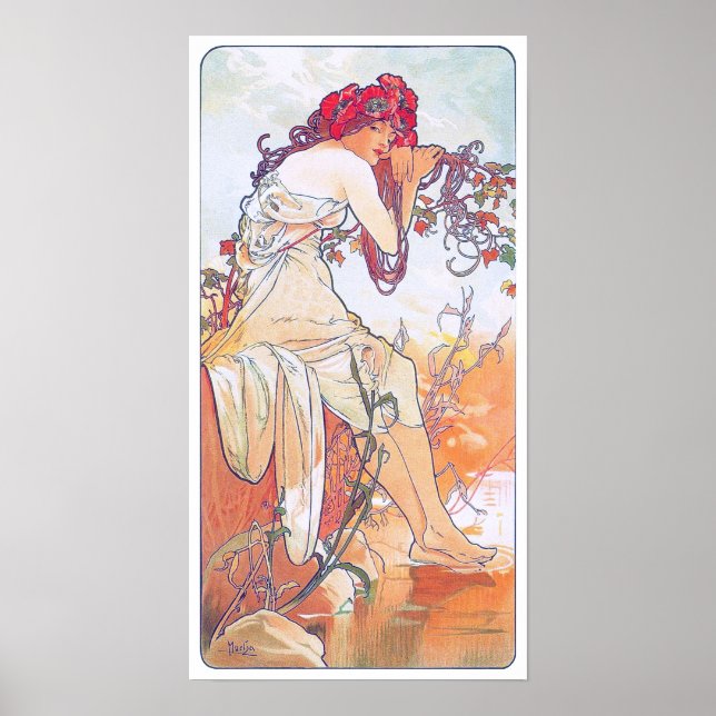 Summer (Four Seasons), Alphonse Mucha Poster (Front)