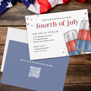 Summer Fourth Of July Popsicles Custom Invitation