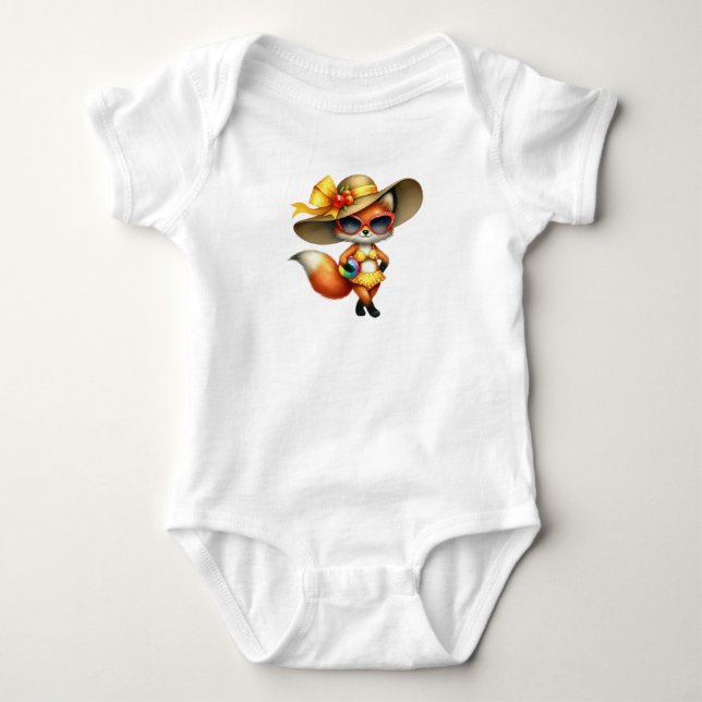 Summer Fox Fun Baby Bodysuit (Front)