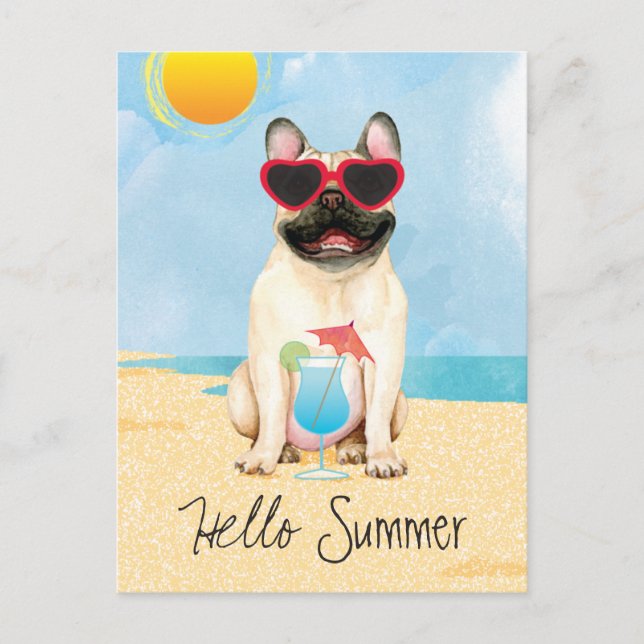 Summer French Bulldog Postcard (Front)